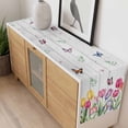 thumbnail image 4 of Tulips Spring Floral Table Runner - 120 Inch Long, Kitchen Dining Table Runner Dresser Scarves, Pastoral Flowers Butterfly Wooden Farmhouse Decor for Coffee Tables Wedding Party Banquet, 4 of 8
