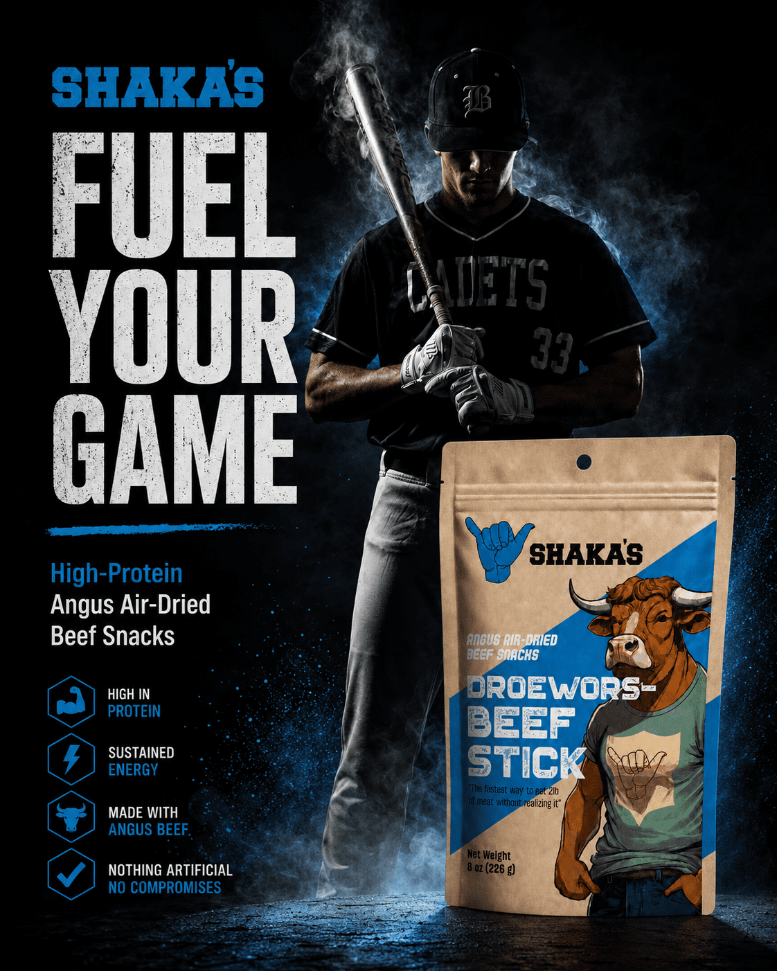SHAKA'S Angus Air-Dried Beef Snacks Biltong Droewors, 8 oz