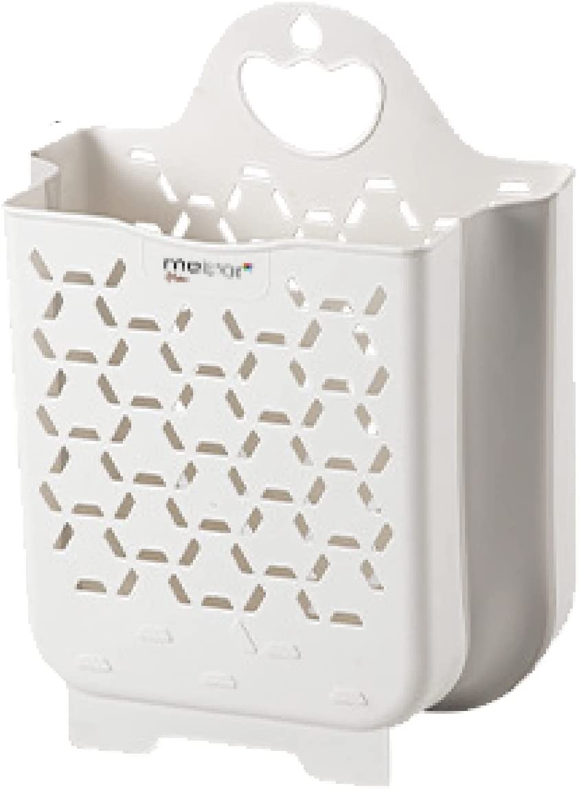 Meistar Foldable Plastic Baskets. Wall Hanging Storage Basket. 3.2 Gal Beige.