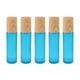 thumbnail image 1 of FELTECHELECTR 5 minibotellas de vidrio de 10 ml con tapa de madera, vacías, portátiles, para perfumes, para viajes en casa (azul), 1 of 6