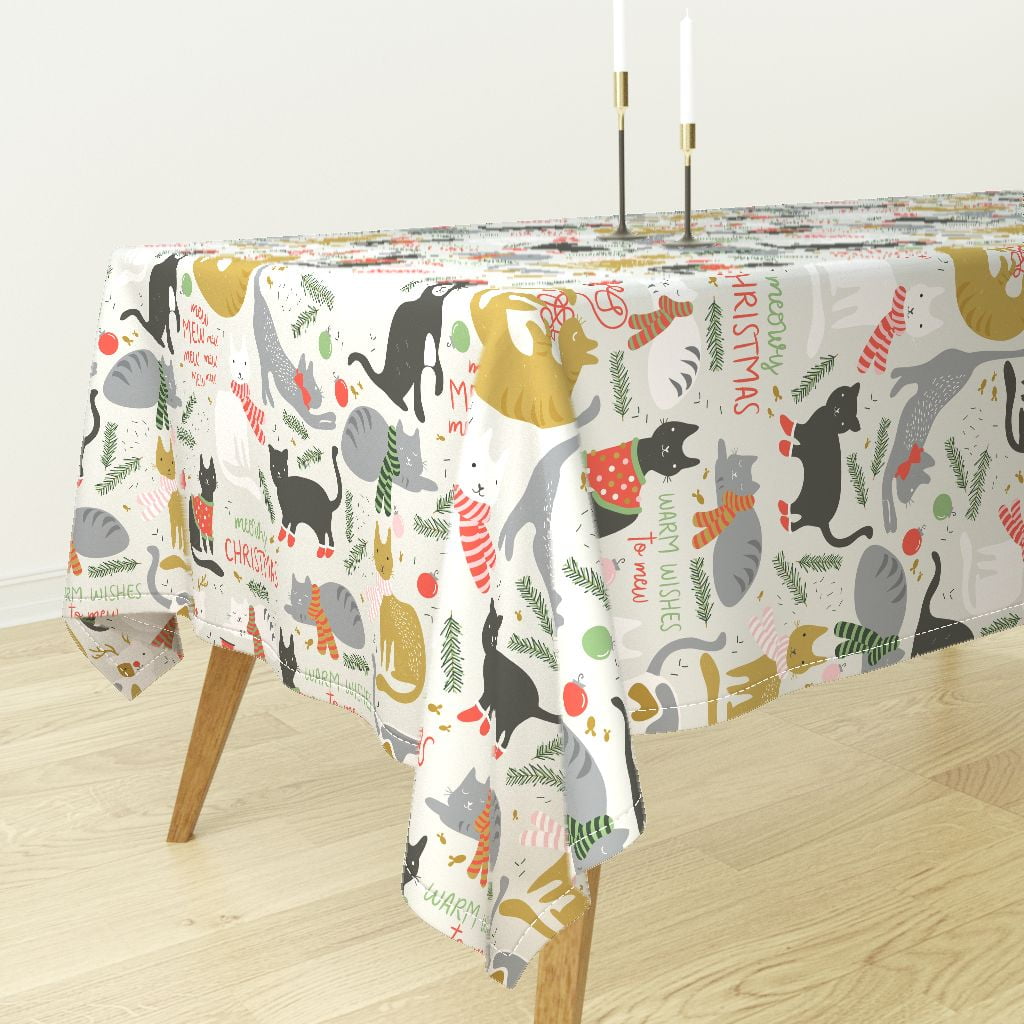 Tablecloth Cat Christmas Holiday Cats Funny Festive Animal Cotton