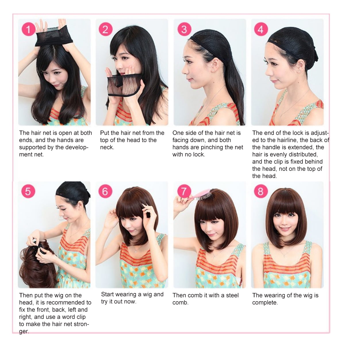 how to put on a wig with long hair