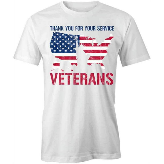 Thank You For Service T-Shirt | Patriotic American White Tee Gift