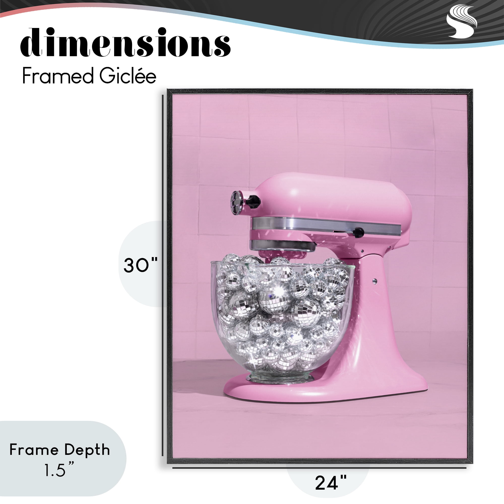 Stupell Industries Disco Kitchen Mixer over Pink Black Framed Giclee Art, design by LISH Creative