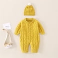 thumbnail image 2 of VNKIDY Boys Sweaters Newborns Vintage Style Knitted Set Solid Color Long Sleeve Cable Knit Romper With Matching Beanie For Baby Casual Daily Wear Festive Occasions Adorable Knitwear, 2 of 5