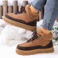 thumbnail image 2 of Platform Snow Boots for Women High Top Winter Warm Furry Lined Lace up Ankle Booties Outdoor Casual Fuzzy Walking Shoes Brown Size 6, 2 of 5