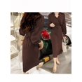 thumbnail image 3 of Coffee Dress, Long Sleeve Button Front Midi with Side Split, 3 of 4