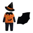 thumbnail image 4 of WIBACKER 4PCS Infant Halloween Baby Girls Boys Pumpkin Outfit Top + Pants + Wizard Hat + Bat Cape, Halloween Cosplay Costumes, 4 of 14