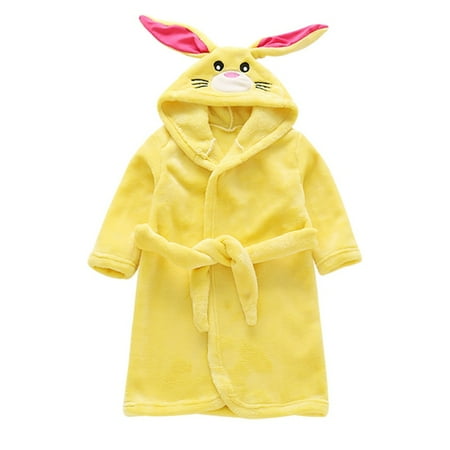 

Toddler Kids Cartoon Hooded Plush Robe Animal Pajamas Fleece Bathrobe Children Sleepwear