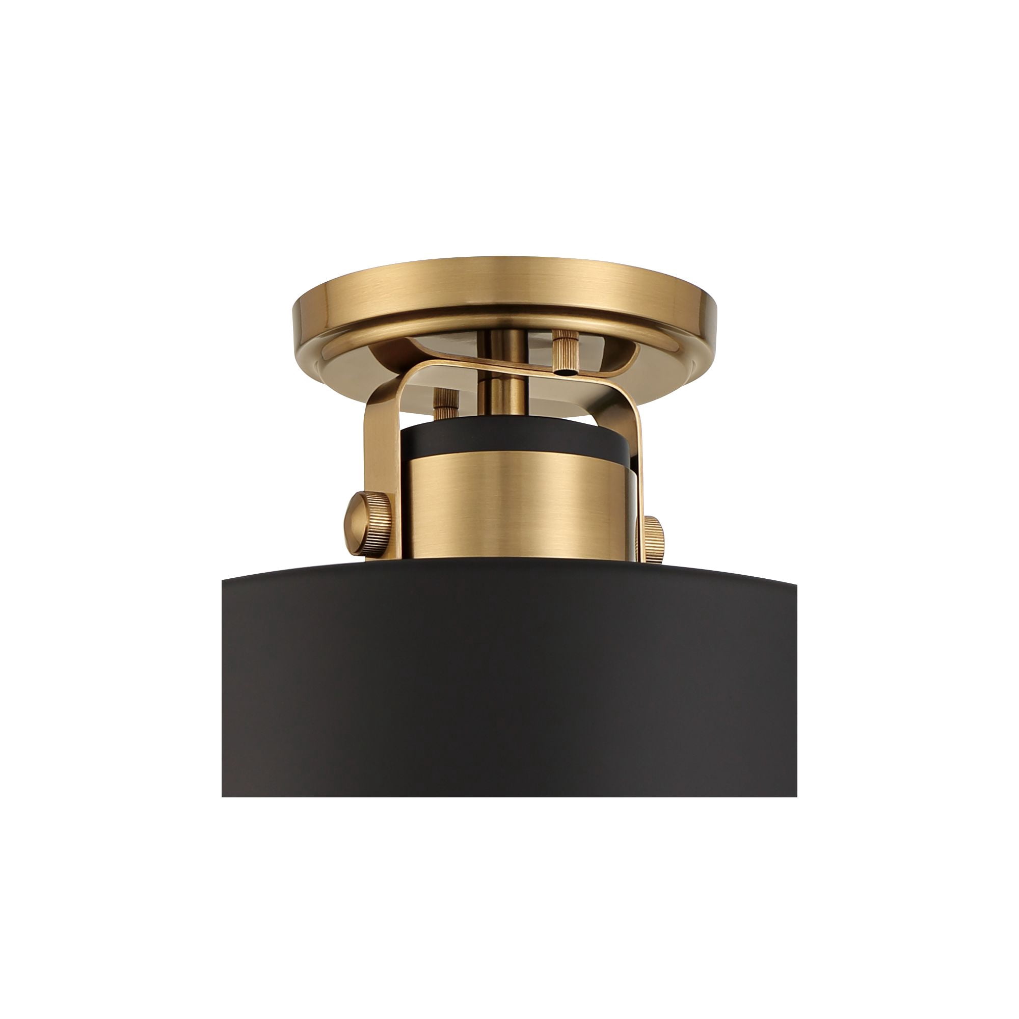Possini Euro Design Modern Ceiling Light Semi Flush Mount Fixture 10" Wide Soft Gold Metal Black Drum Shade for Bedroom Kitchen