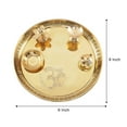 thumbnail image 2 of Pure Brass Pooja Thali Set with Om Carving Size | mandhir thali, 2 of 4