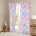 thumbnail image 3 of Manfei Cute Mermaid Tail Blackout Curtains, Dreamy Fish Scale Window Curtains Pack of 2 (38x45 Each), Pink Blue, 3 of 6