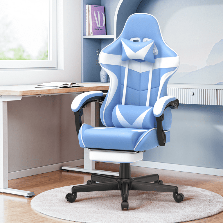 Soontrans Ergonomic Gaming Chair with Footrest, Leather