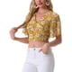 thumbnail image 4 of INSPIRAR CHIC Blusas Cortas de Manga Corta con Cuello en V de Verano con Estampado Floral S Amarillo, 4 of 6