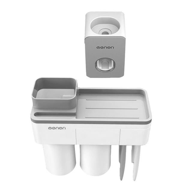 Soporte de cepillo BLESIY con taza magnética organizador de almacenamiento 2 tazas gris