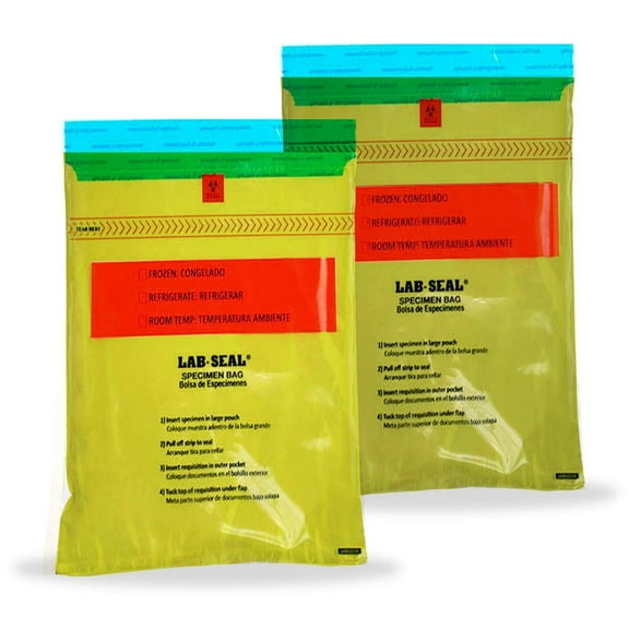 Yellow Specimen Transfer Bags, 1.8 Mil Tamper-Evident Adhesive, 1000 Count, 6 x 10 in