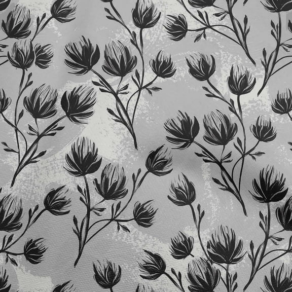 oneOone Polyester Spandex Black Fabric Florals Craft Projects Decor Fabric Printed By The Yard 56 Inch Wide