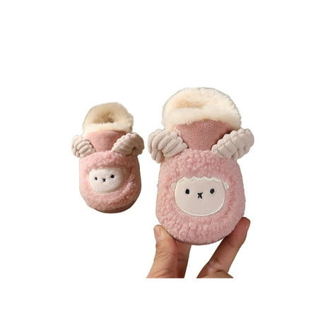 

Rotosw Children Snow Boot Plush Lined Warm Shoes Faux Fur Winter Comfort Slip On Fuzzy Slippers School Casual Slipper Booties Pink 4.5C