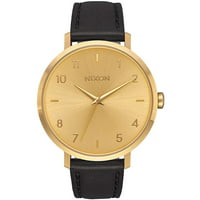 Nixon Arrow Leather Quartz Gold Dial Ladies Watch