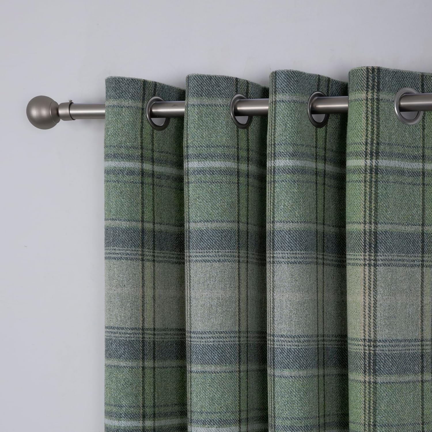 100% Blackout Plaid Curtains Modern Window Panels Green Checkered Tartan Curtains for Living Room Bedroom Green 26"W x 54"L (Pack of 2)