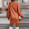 thumbnail image 4 of CharmCyan Women's Knitted Dress Turtleneck Winter Sweater Dress Knitted Dresses Midi Plain Long Wool Dress Saffron L, 4 of 8
