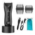 thumbnail image 1 of Tignapoo Men's Body Groomer with LED Light, Ceramic Blades, IPX7 Waterproof, 500mAh Battery, LCD Display, 2 Combs, Charging Dock, Travel Pouch, Cleaning Brush - Black SMT033BK, 1 of 6