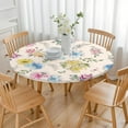 thumbnail image 3 of Round Fitted Tablecloth with Elastic Edges Fits 45"-52" Round Tables Pioneer Colorful Floral Waterproof Table Cover Washable Indoor and Outdoor for Party Kitchen Dinner Banquet Patio Picnic, 3 of 7