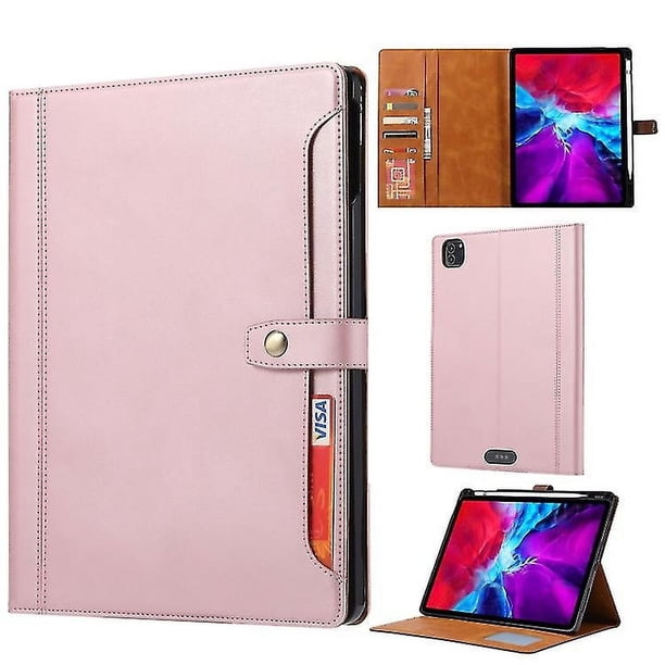 Funda de piel con tapa horizontal y doble pliegue con textura de becerro para iPad Pro 11 (2022/2021/2020), con marco para fotos, soporte, ranuras para tarjetas y billetera.