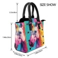 thumbnail image 2 of Lsque Watercolor White Horse Pattern Leather Rivet Shoulder Bag – Elegant Genuine Leather & Microfiber PU Crossbody with Detachable Adjustable Strap, 2 of 5