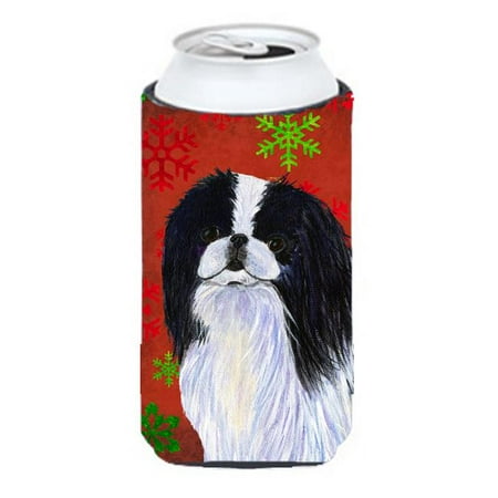 

Japanese Chin Snowflakes Holiday Christmas Tall Boy bottle sleeve Hugger - 22 To 24 oz.