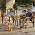 thumbnail image 2 of 3‑Piece Wicker Rocking Bistro Patio Set, Outdoor Conversation Furniture with Anti‑Scald Armrests, Cushions & Glass‑Top Table for Garden Yard Porch Beige, 2 of 8