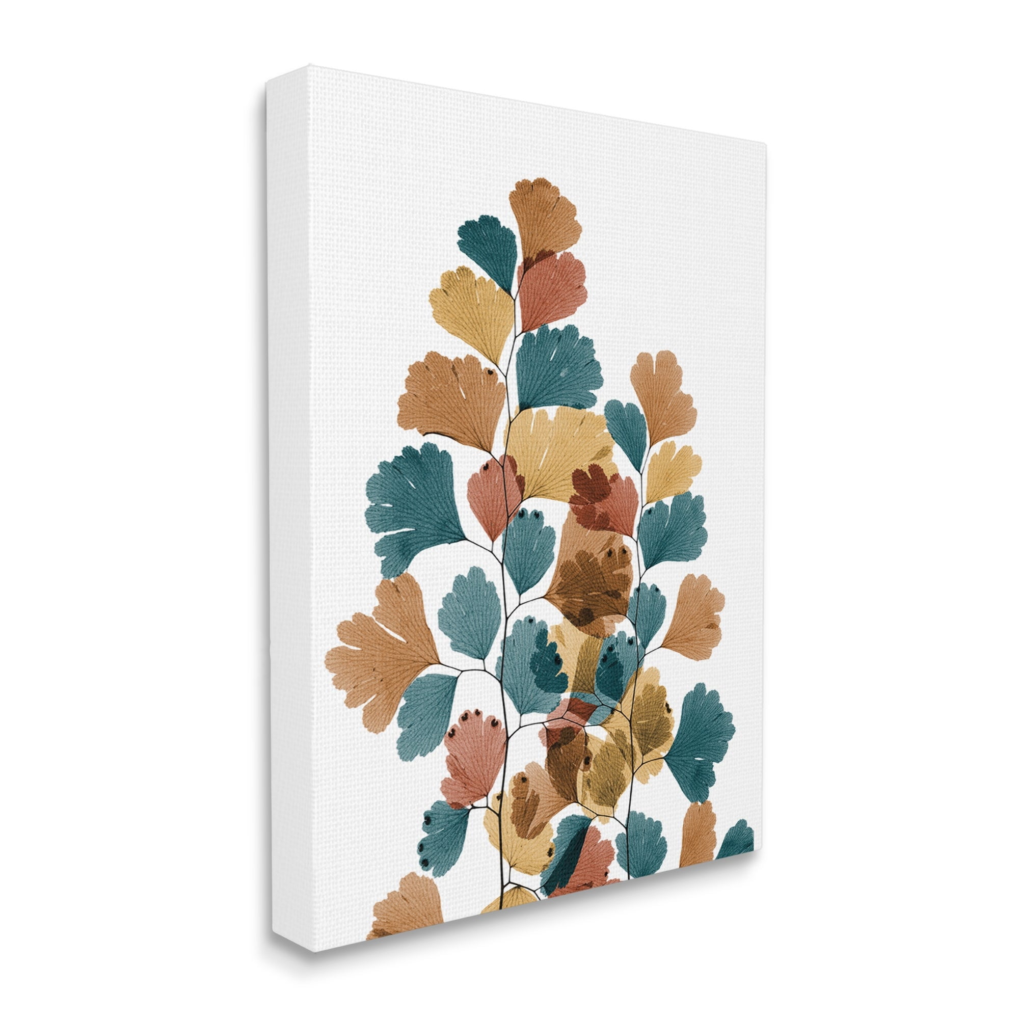 Stupell Industries Bold Ginkgo Leaf Arrangement Blue Orange Modern Botanicals, 24 x 30,Design by Albert Koetsier