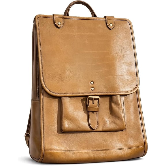Classic Vintage Backpack for Women & Men, Laptop Backpack with Front Pocket, Adjustable Straps, Travel (Tan)