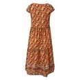 thumbnail image 4 of Summer Savings! Zpanxa Summer Dresses for Women Casual Lace-up Long Print Boho Dresses Plus Size Midi Maxi Dresses Orange M, 4 of 5