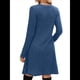 thumbnail image 4 of Vestido de Larga para Mujer, Cuello Redondo, Cintura Alta, Túnica con Bolsillos Azul L, 4 of 6