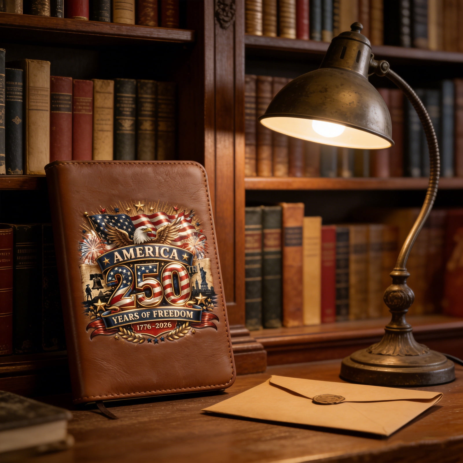 USA 250th Anniversary Commemorative Notebook, 1776-2026 Patriotic Fountain Leather Notebook, America 250 Years of Freedom Souvenir