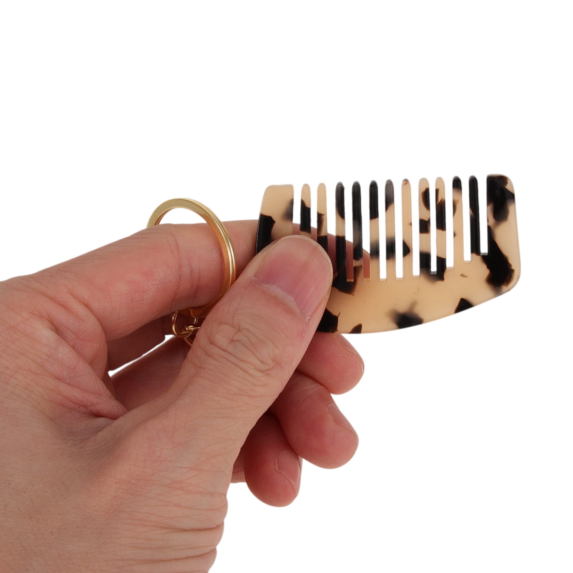 Unique Bargains 1 Pc Portable Mini Keychain Hair Comb for Making hair Smooth Light Brown