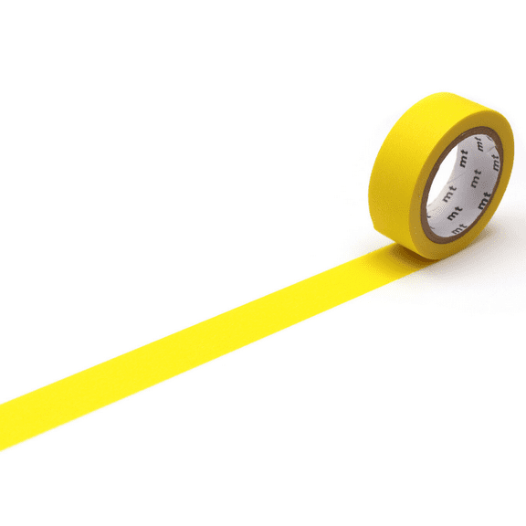 MT Solid Matte Washi Paper Masking Tape [Produced in Japan]: 3/5 in. x 23 ft. (Matte Yellow)