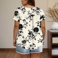 thumbnail image 4 of Yotami Womens Plus Size Tops Summer Short Sleeve Crew Neck Pleated Button Shirts for Mother's Day, Loose Casual Floral Blouses Beige, L-XXXXXL, 4 of 5