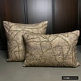 thumbnail image 3 of The HomeCentric Decorative Throw Pillow covers Gold Pack of 2, 26"x26" (65x65 cm) Jacquard Foil, Bead, Sequins, Hand Embroidery Pillowcase, Abstract Modern Style - Old World Gold, 3 of 10