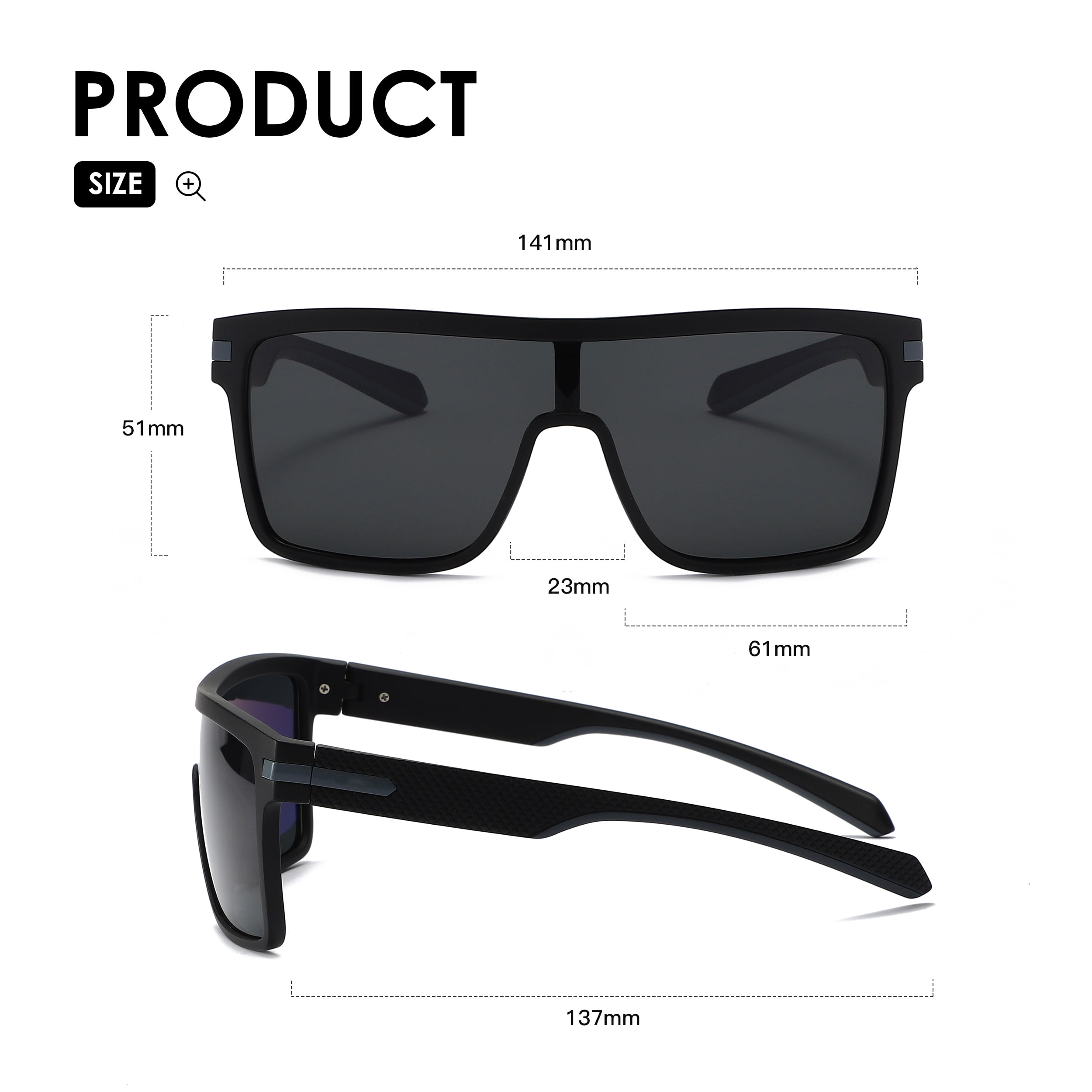 Polarized Shield Sunglasses for Women Men, Oversized Square  display picture 1