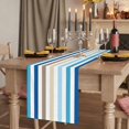 thumbnail image 2 of Blue Brown Stripe 108 Inch Table Runner, Ombre Geometric Vertical Striped Farmhouse Dresser Scarf Cotton & Linen Tablerunner for Dining/Kitchen Island/Holiday Party Décor 13" x 108", 2 of 9