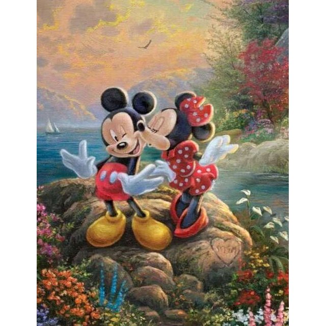 Pintura de diamantes 5D de Mickey y Minnie Mouse, arte de paisaje, imágenes de diamantes de imitación, Kits de punto de cruz DIY, bordado de diamantes de Disney