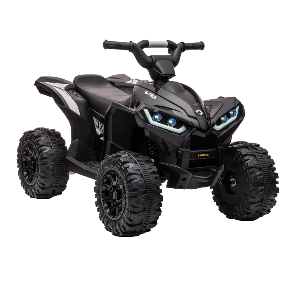 12V Black Quad Kids Ride-On Electric ATV with LED Lights