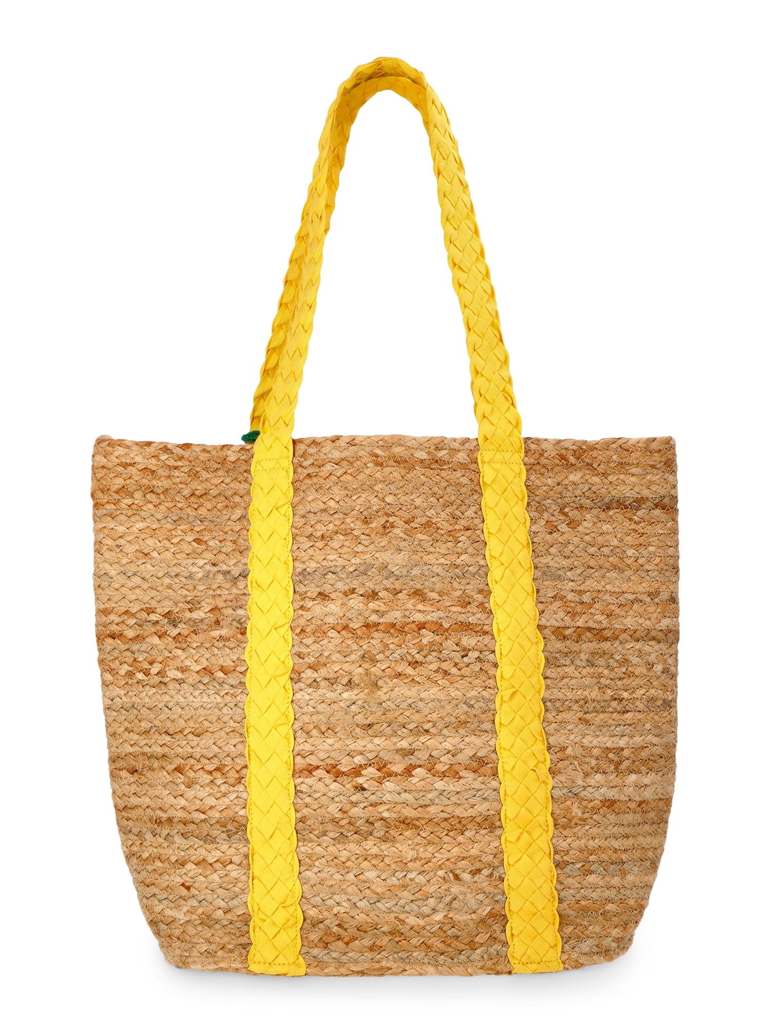 No Boundaries Women's Beach Icons Jute Tote Bag, Golden Yarrow