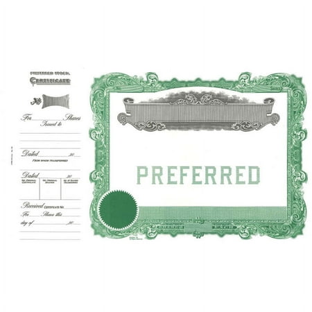 Goes 178 Preferred Blank Stock Certificate, Goes Stock Certificate, Size 8-1/2" x 15", Printable, Laser or Ink Jet Compatiable (Pack of 10)