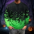 thumbnail image 2 of Rexolia Mens Oversized Waffle T Shirt Halloween Spider Bat Graphic Long Sleeve Casual Comfort Top Green L, 2 of 7