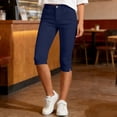 thumbnail image 4 of cfhntfmh Women Side Slit Capri Pants Stretchy Slim Fit Yoga Capris Casual Athletic Running Pants Work Clothes, 4 of 7