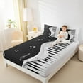thumbnail image 4 of Manfei Black White Piano Bed Sheets, Pop Music Melody King Sheets, Teen Boy Girl Kid Sheet Set, Luxury Bedroom Decor, 4 Pieces, 4 of 7