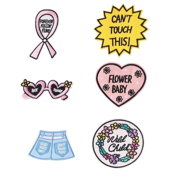 6 Pcs Iron on Patches Flower Baby Sewing Patches Shorts Embroidery Patches